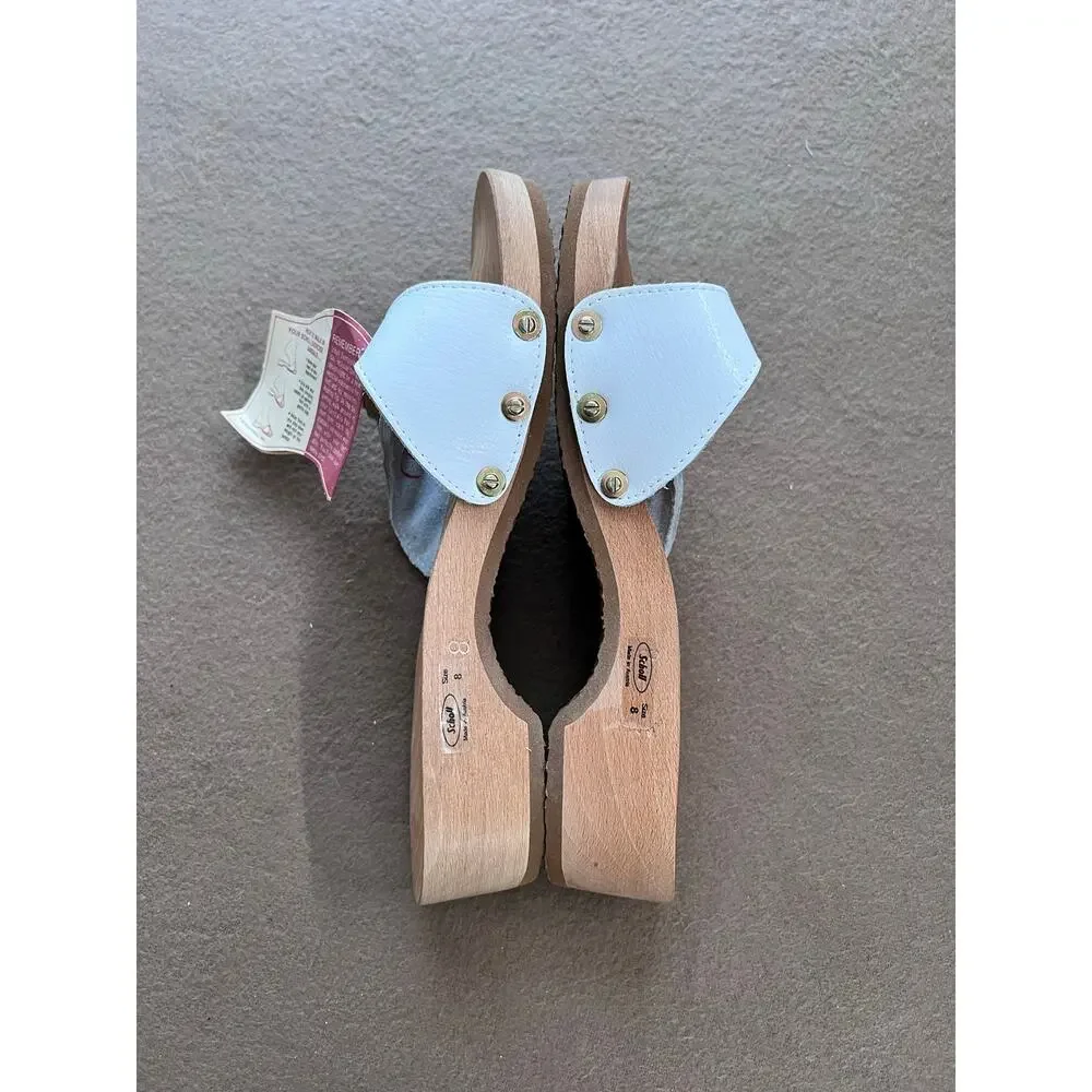 Dr. Scholl's "Old Stock" Vintage Brand New Wooden White Leather Sandals Size 8 - Picture 6 of 10